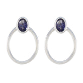 Penelope Blue Solitaire Stud Earrings for Fashion Lovers Iolite Blue Stud